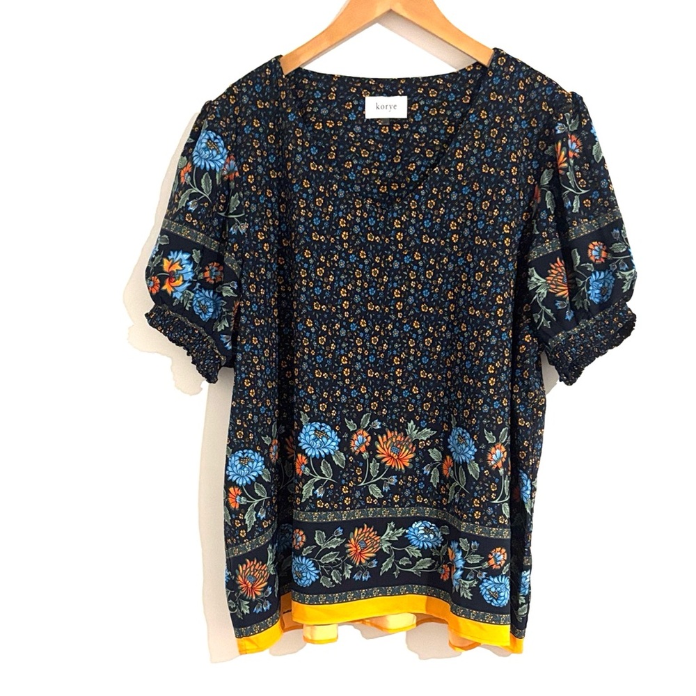 Korye‎ Size 2X Cottagecore Floral Women's Top w/Puff Sleeves